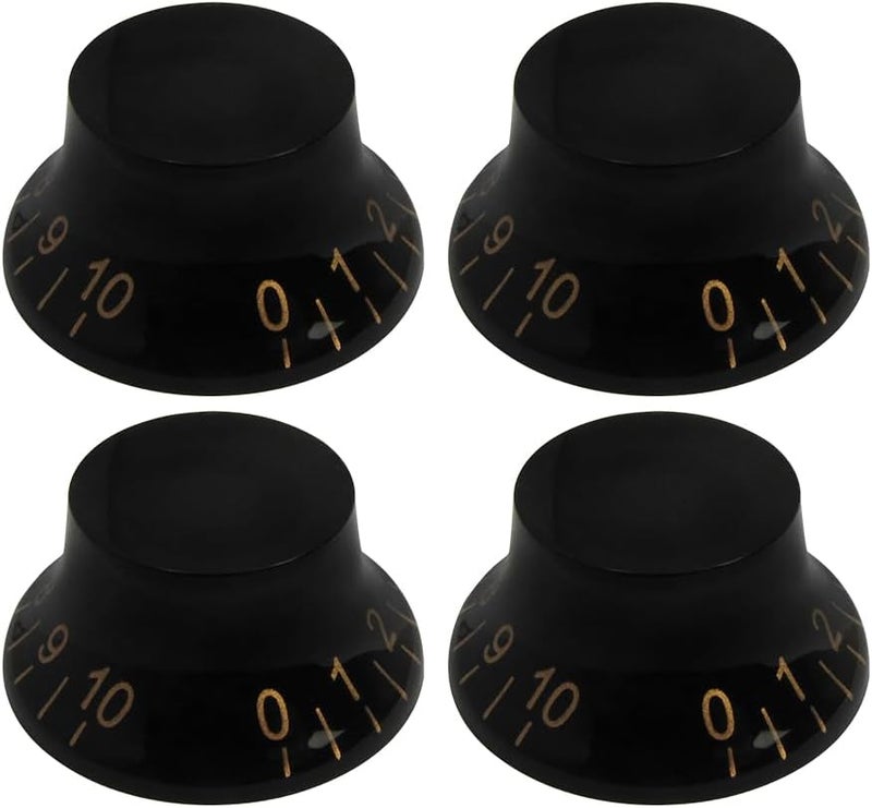 FLEOR 4pcs LP Guitar Knobs Top Hat Style Speed Control Knobs, Black with Golden Scale - Image 1